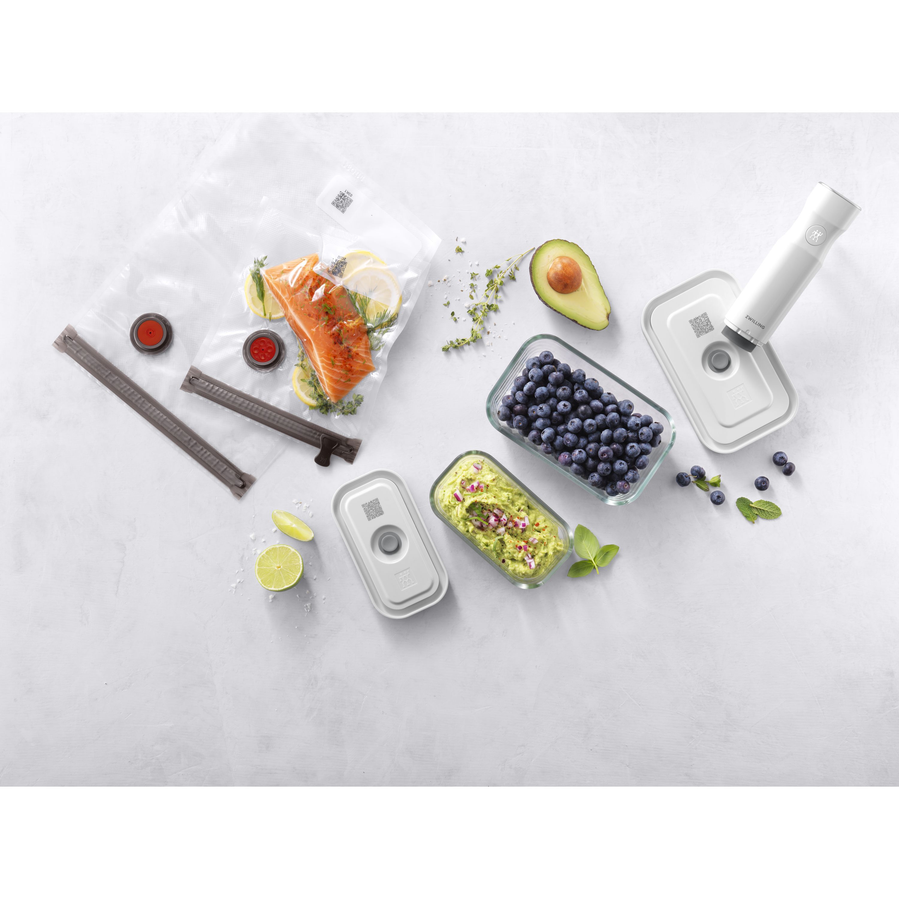 Vakuum Starterset, Glas / S/M, 7-tlg, Weiß