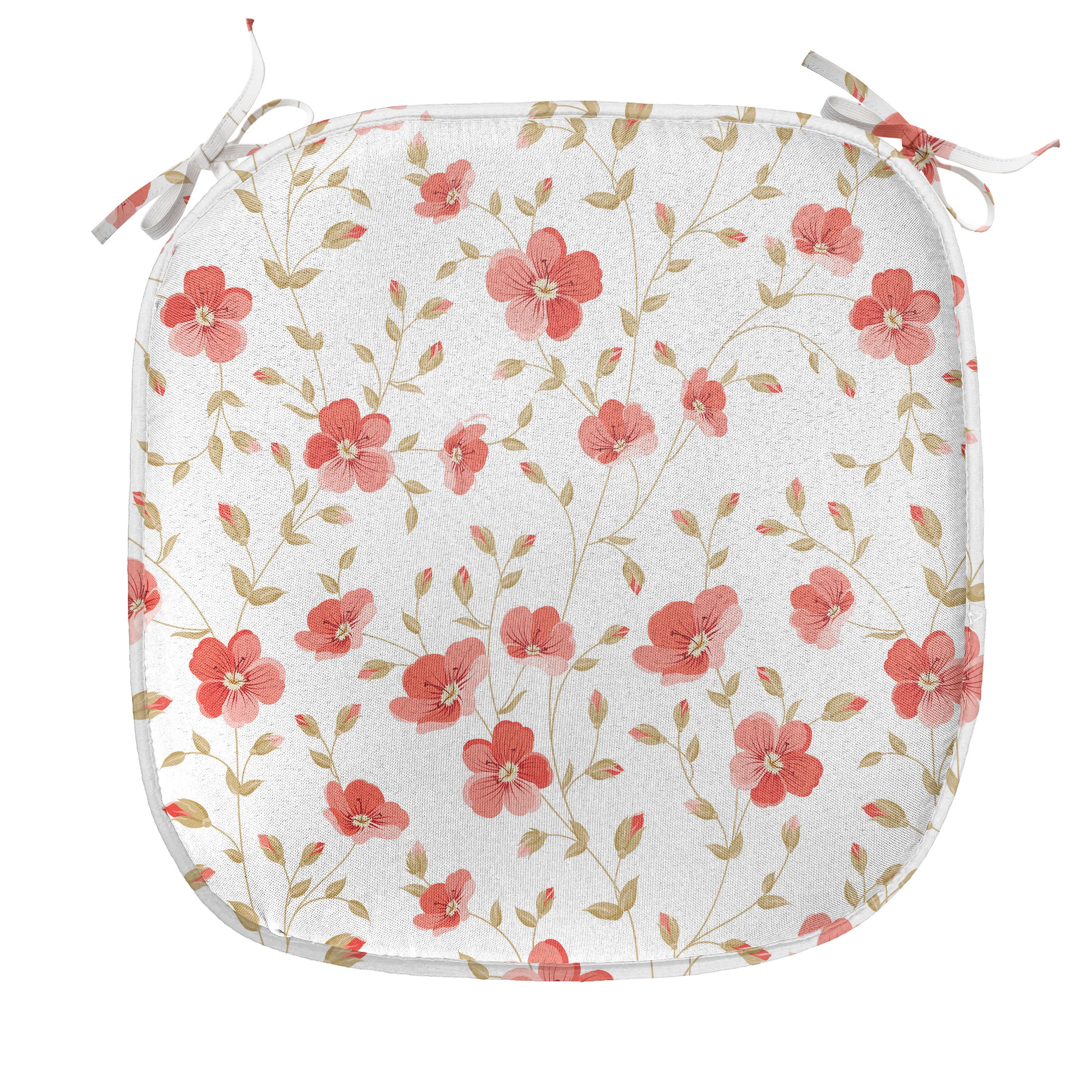 Abakuhaus Stuhlkissen Dekoratives wasserfestes Kissen mit Riemen für Küchensitze, Blume Peony Blumen-Blüte
