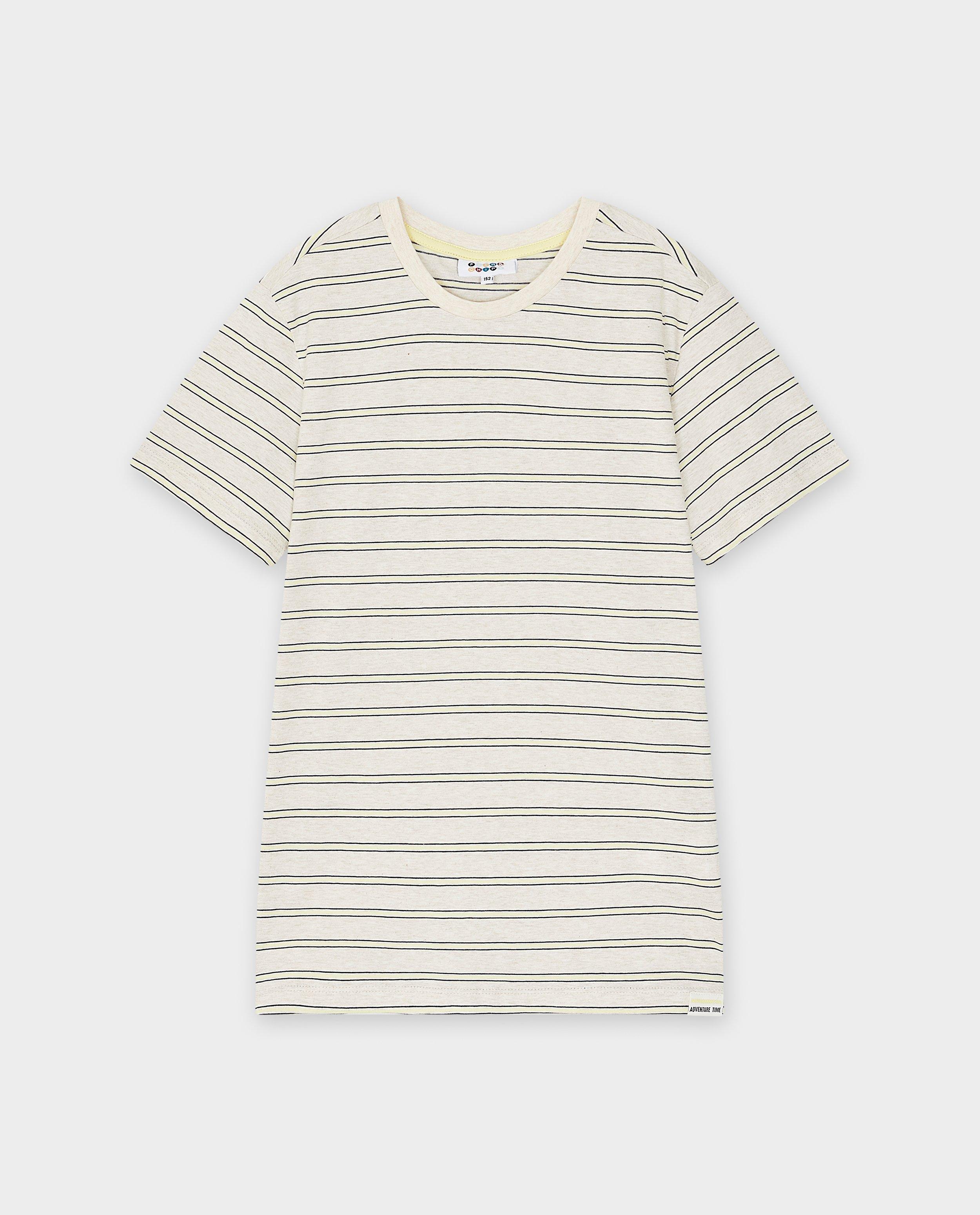 Tricou Fish & Chips cu dungi, 7-14 ani bej