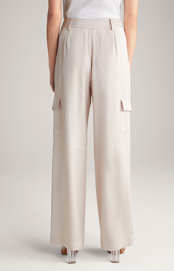 Satin-Cargohose in Nude