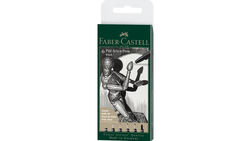 FABER-CASTELL Tuschezeichner Pitt Artist Pen schwarz 6er Etui schwarz