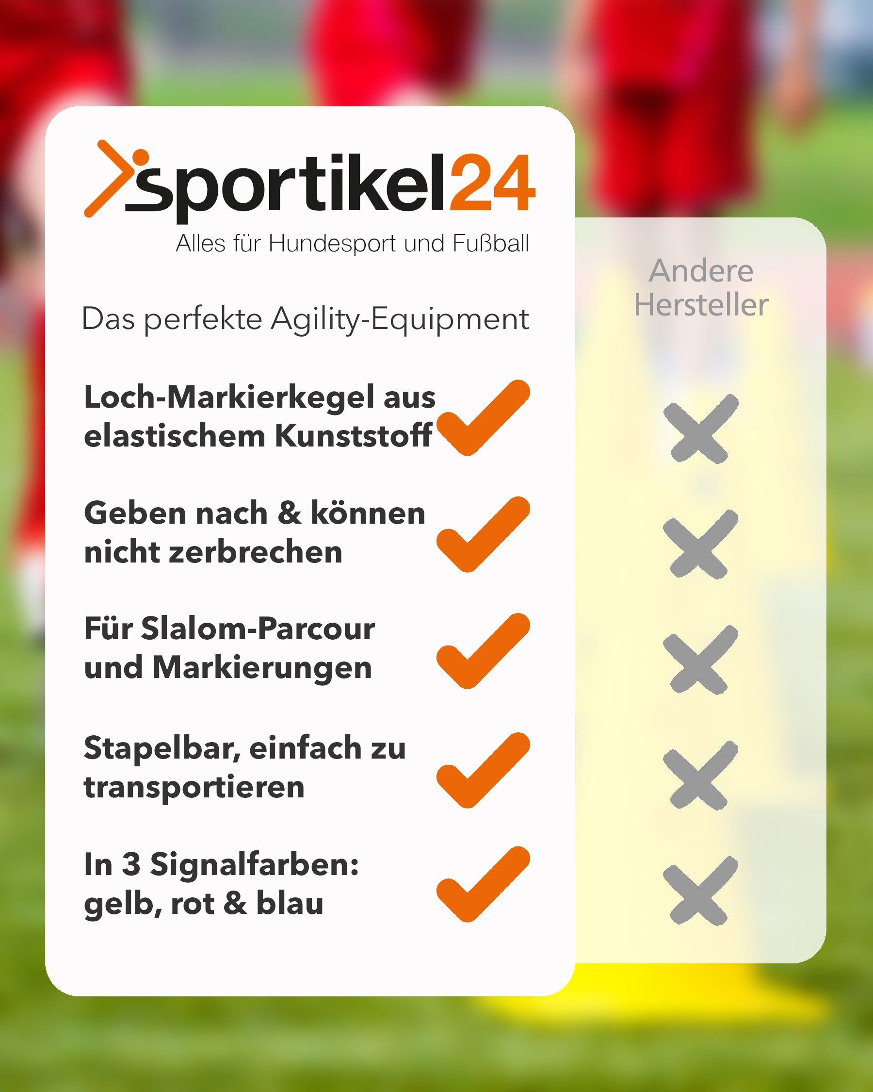 SPORTIKEL24 Markierungshütchen Loch-Markierkegel 30 cm Farbe Gelb