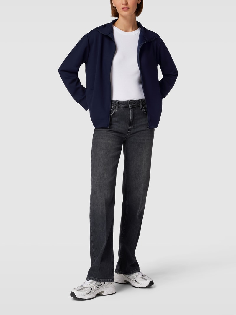 Sweatjacke mit Stehkragen in dunkelblau