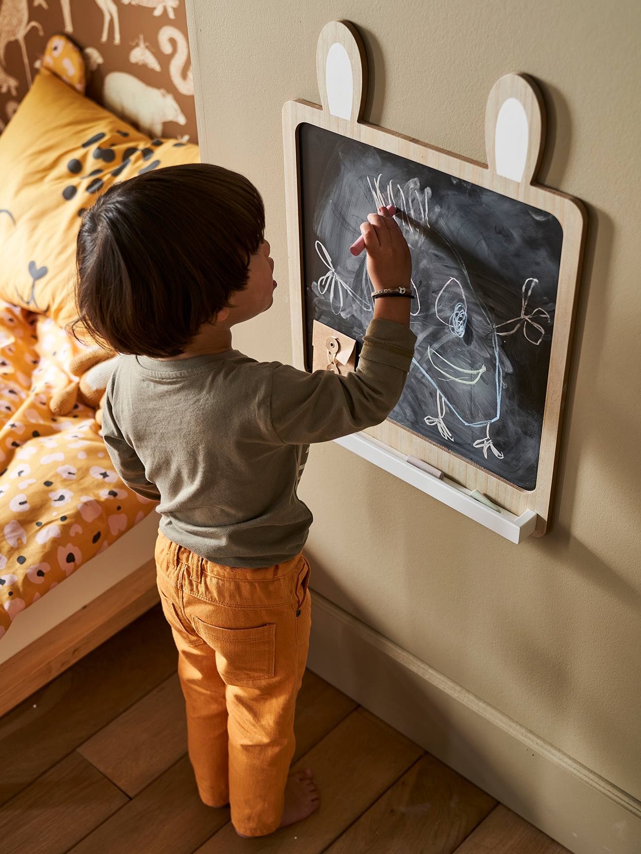Vertbaudet Kinderzimmer Wandtafel HASE - schwarz/natur