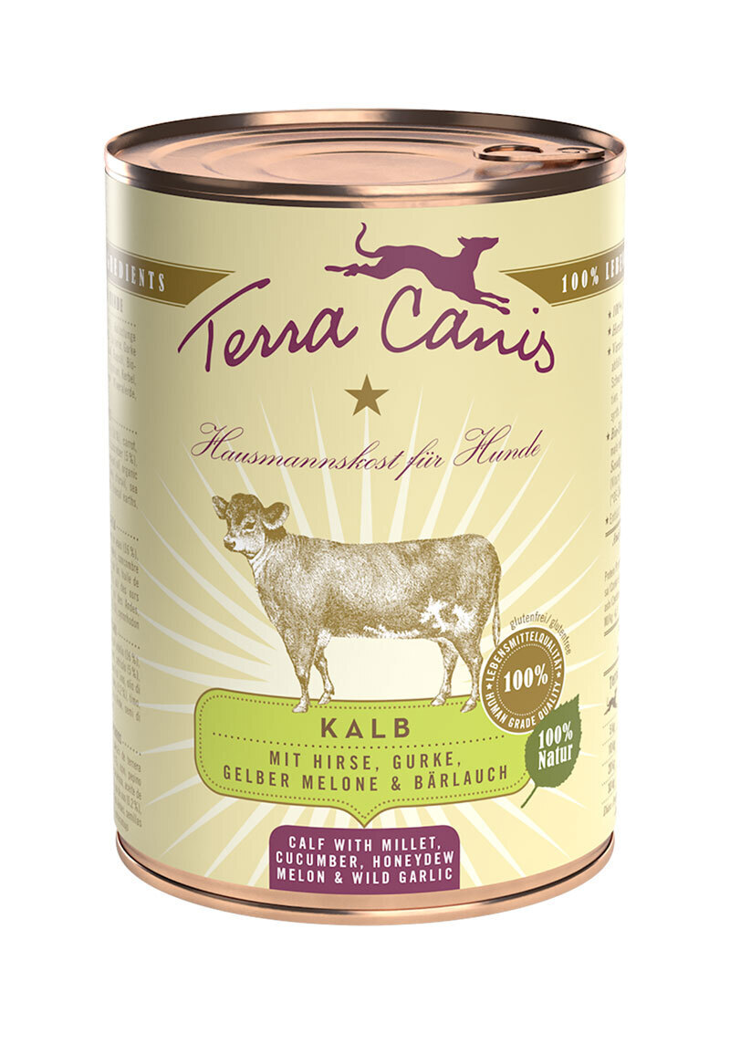 Terra Canis Hundenassfutter Terra Canis Classic Adult 6x400g Kalb mit Hirse, Gurke, gelber Melone & Bärlauch