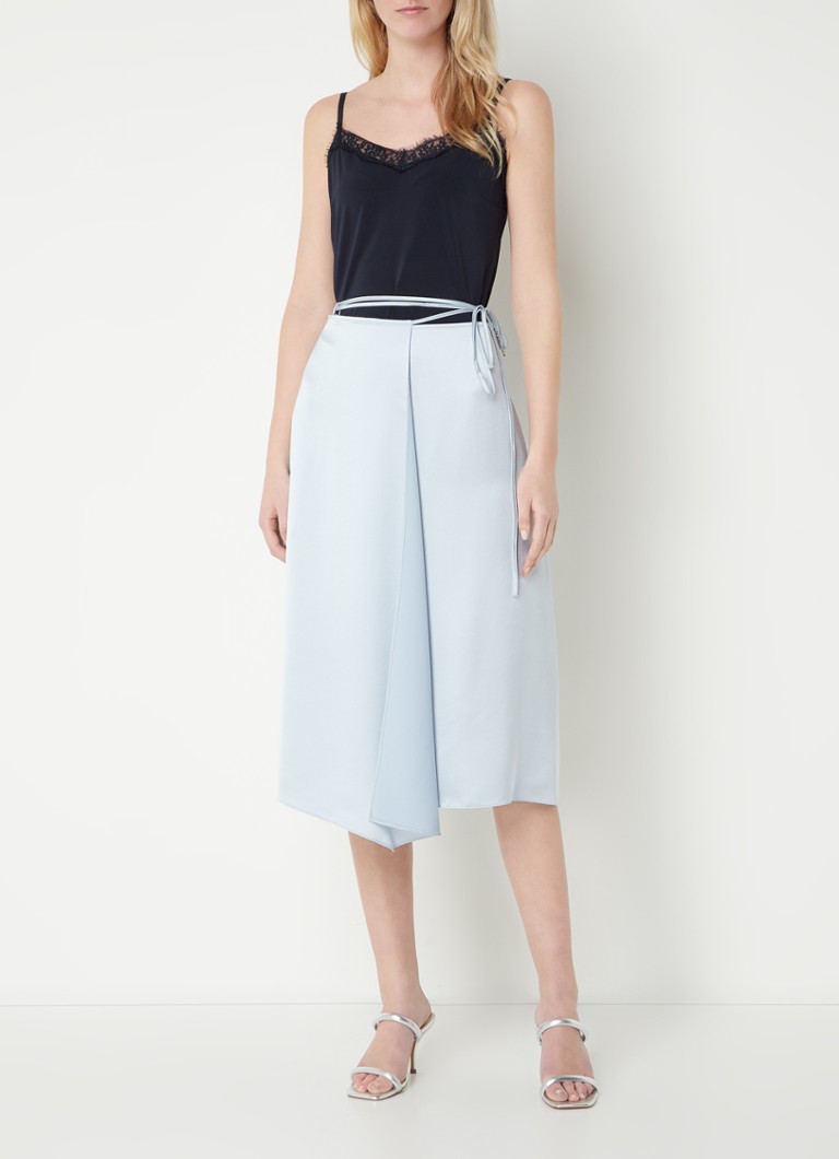 Fustă midi HUGO BOSS Roti Satin Wrap