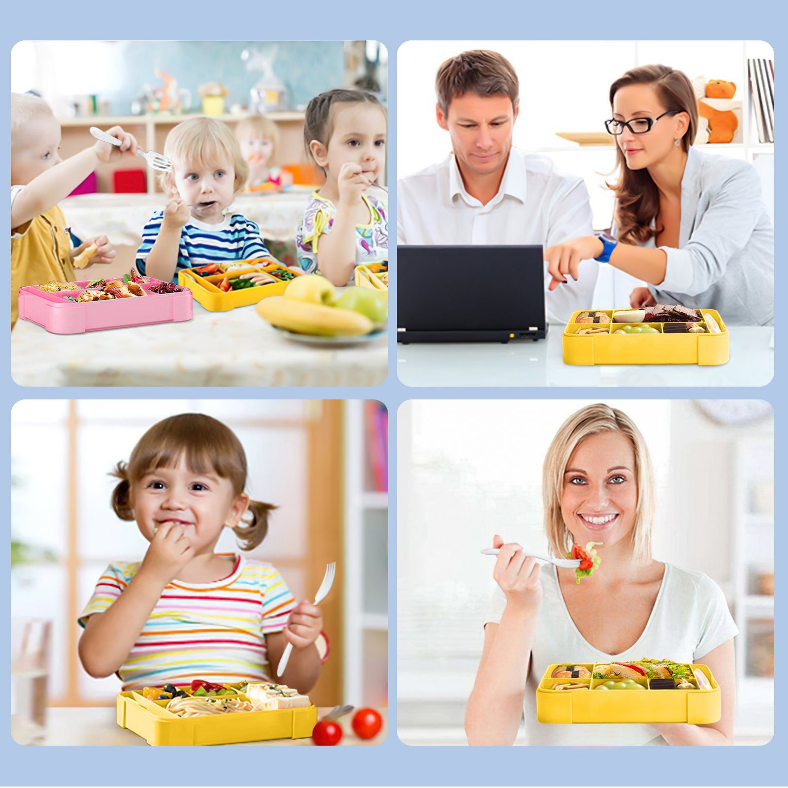 MDHAND Lunchbox Rechteckige Bento-Box, Kunststoffe, (1-tlg), Mit Multibesteck, Mikrowellengeeignet
