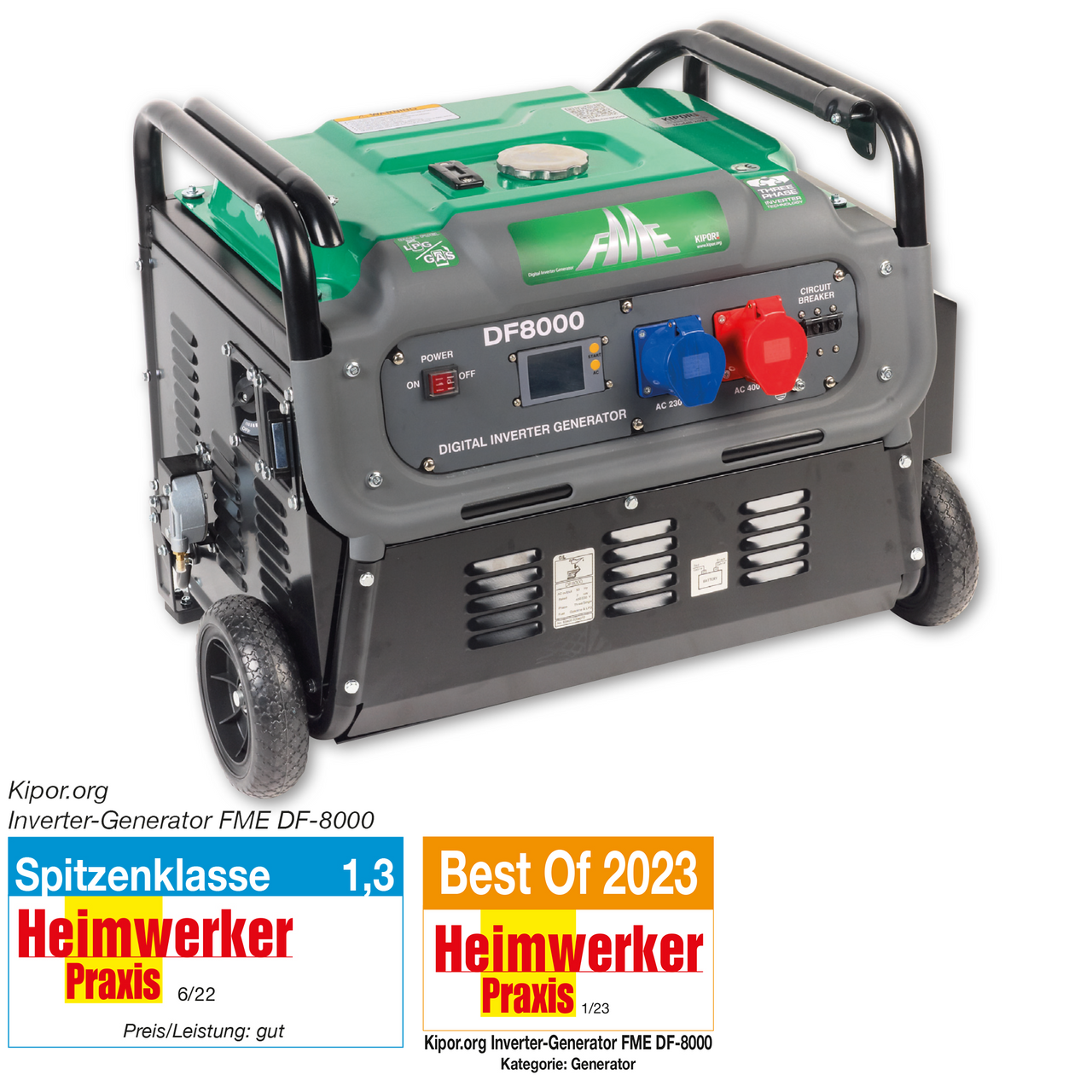 kipor FME DF-8000 Inverter Generator mit 230V & 400V - DualFuel - Benzin o. LPG