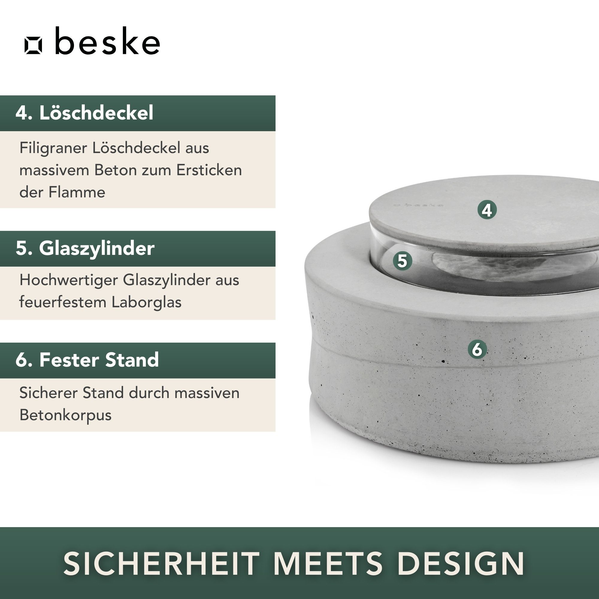 beske Dekokamin Ethanolfeuer 'Koro', Ø20cm