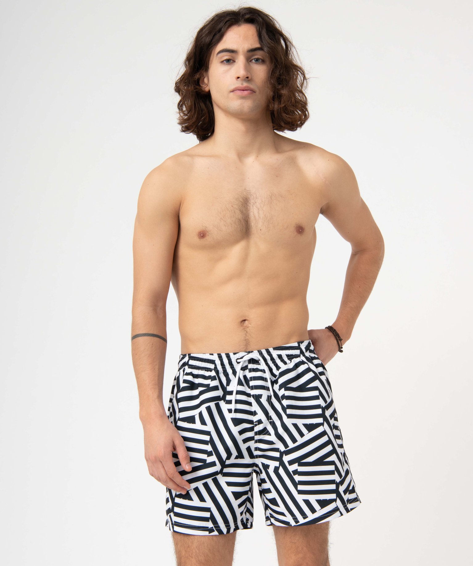 Short de bain homme imprimé graphique bicolore imprime | GEMO