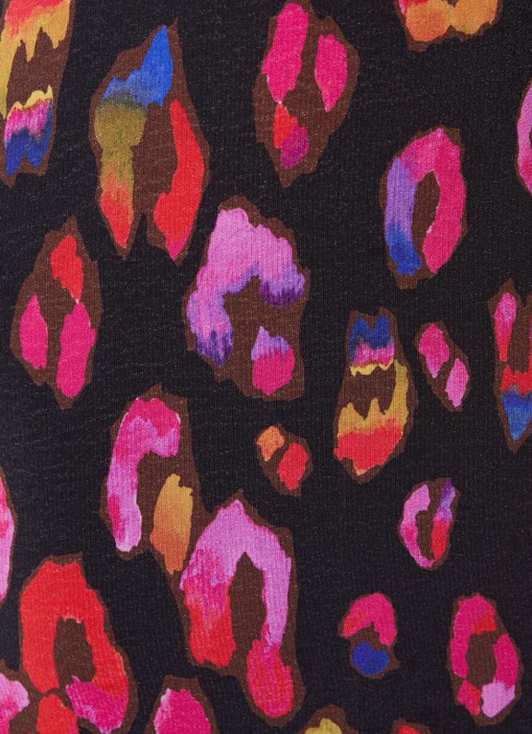 Abito lungo Farm Rio con stampa leopardata iridescente, maniche a sbuffo e spacco
