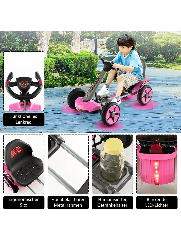 COSTWAY 12V Elektro Gokart LED ab 2 Jahre in Rosa günstig kaufen 50 x 85 cm