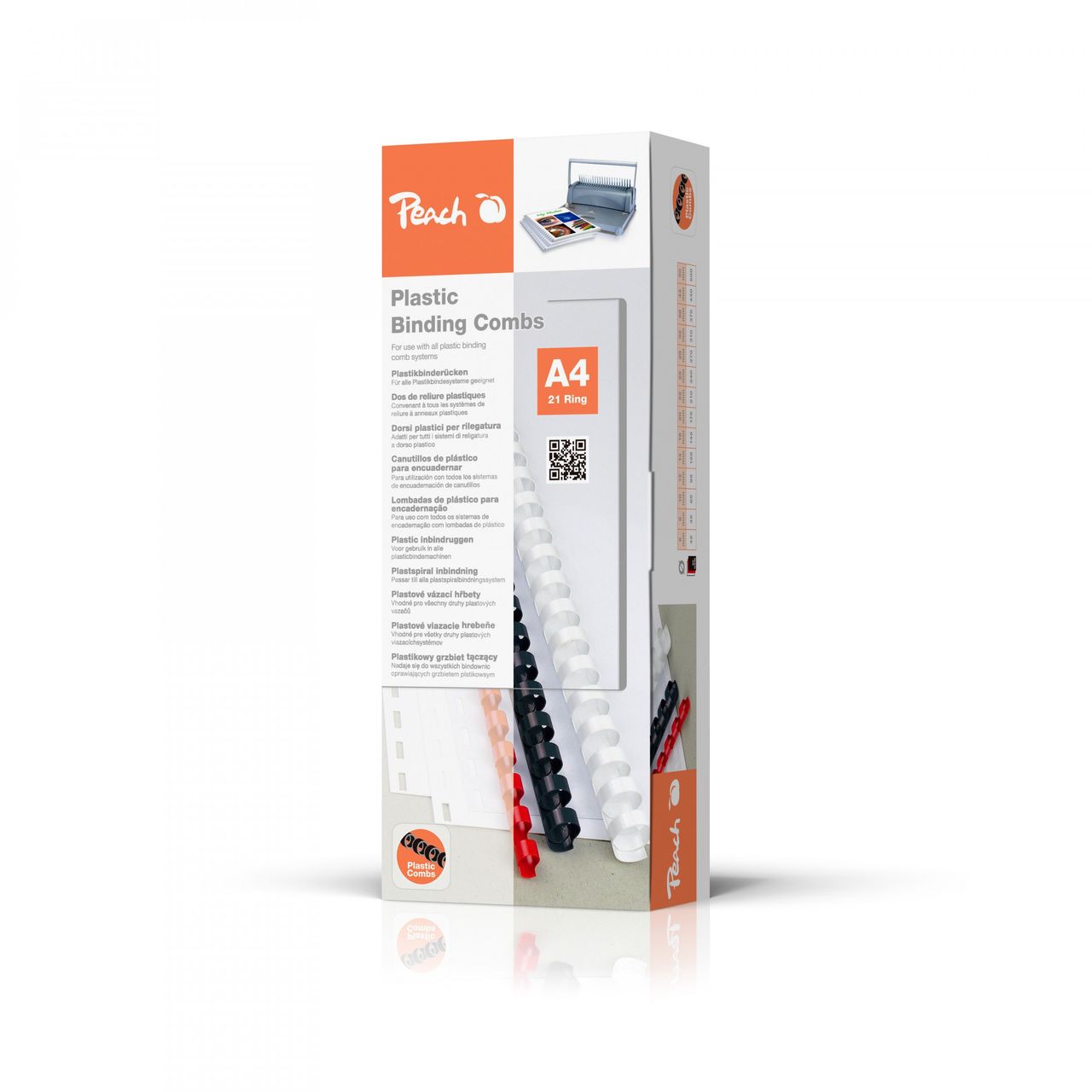 Peach Binderücken 10mm, für je 65 Blatt A4, weiss, 100 Stück - PB410-01