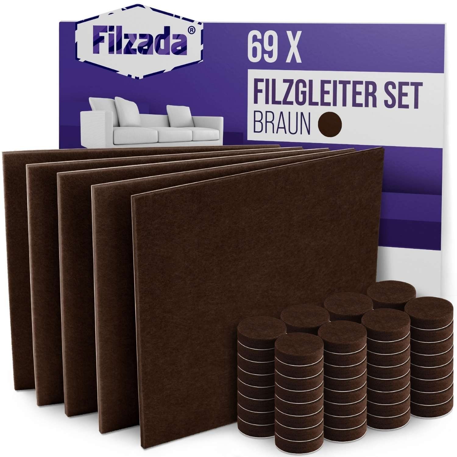 Filzada Filzgleiter Filzgleiter Selbstklebend Platten Set 200x200mm & Ø20mm Möbelgleiter
