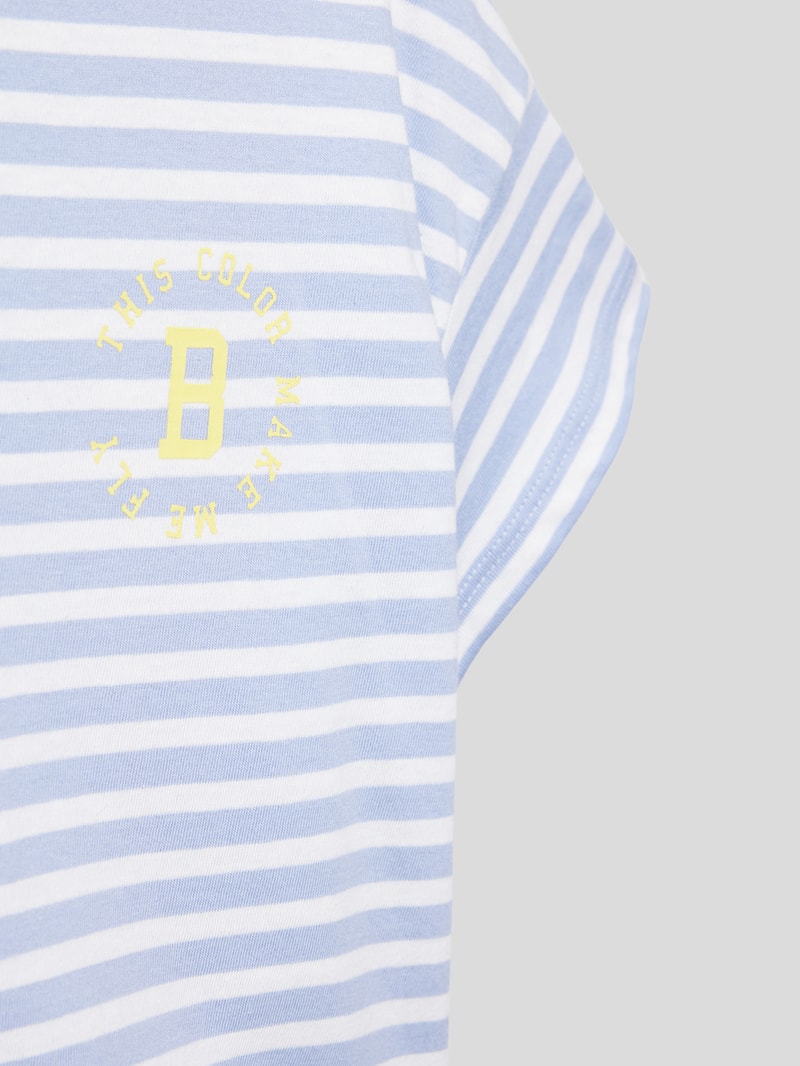 T-Shirt mit Streifenmuster Modell 'fresh' in hellblau