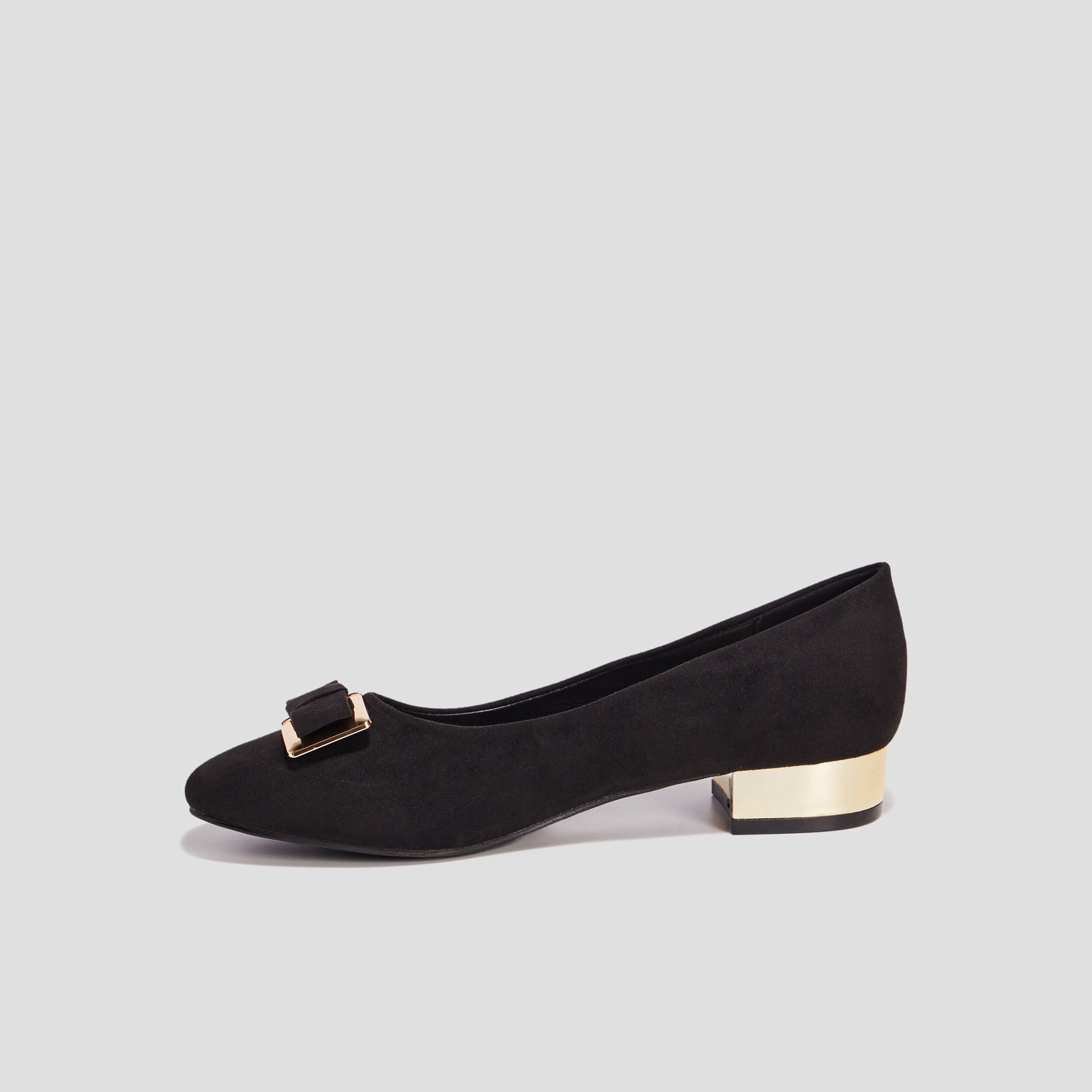 Ballerines à talon doré noir femme | La Halle