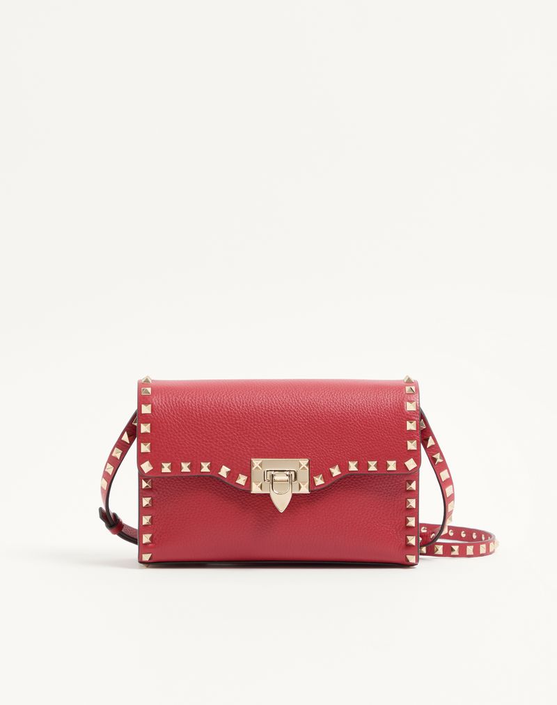Rockstud lille skuldertaske i kornet kalveskind