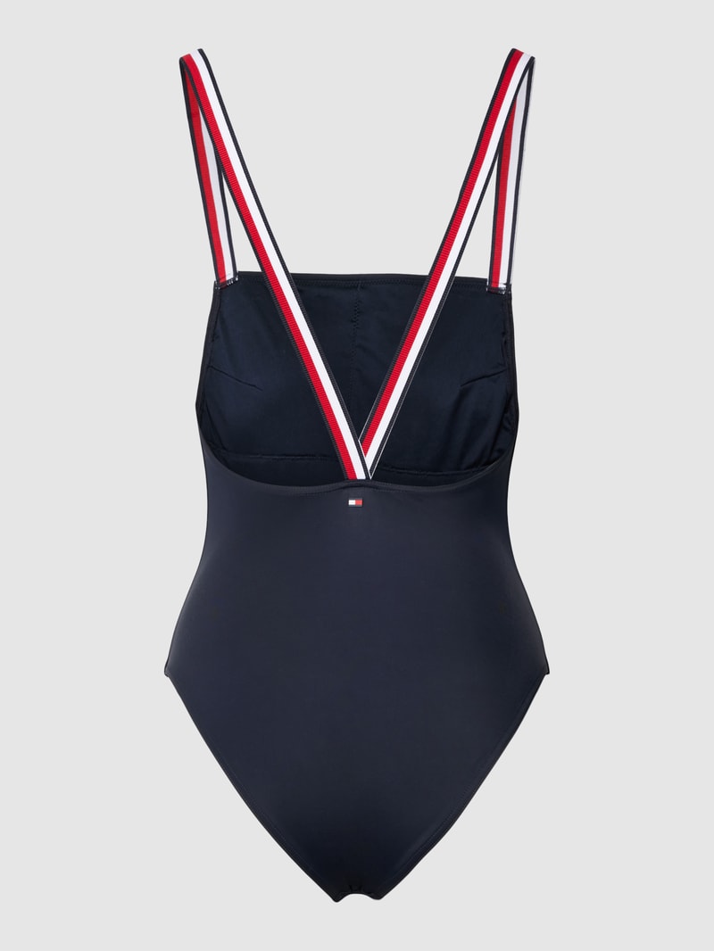 Badeanzug mit Logo-Applikation in marineblau