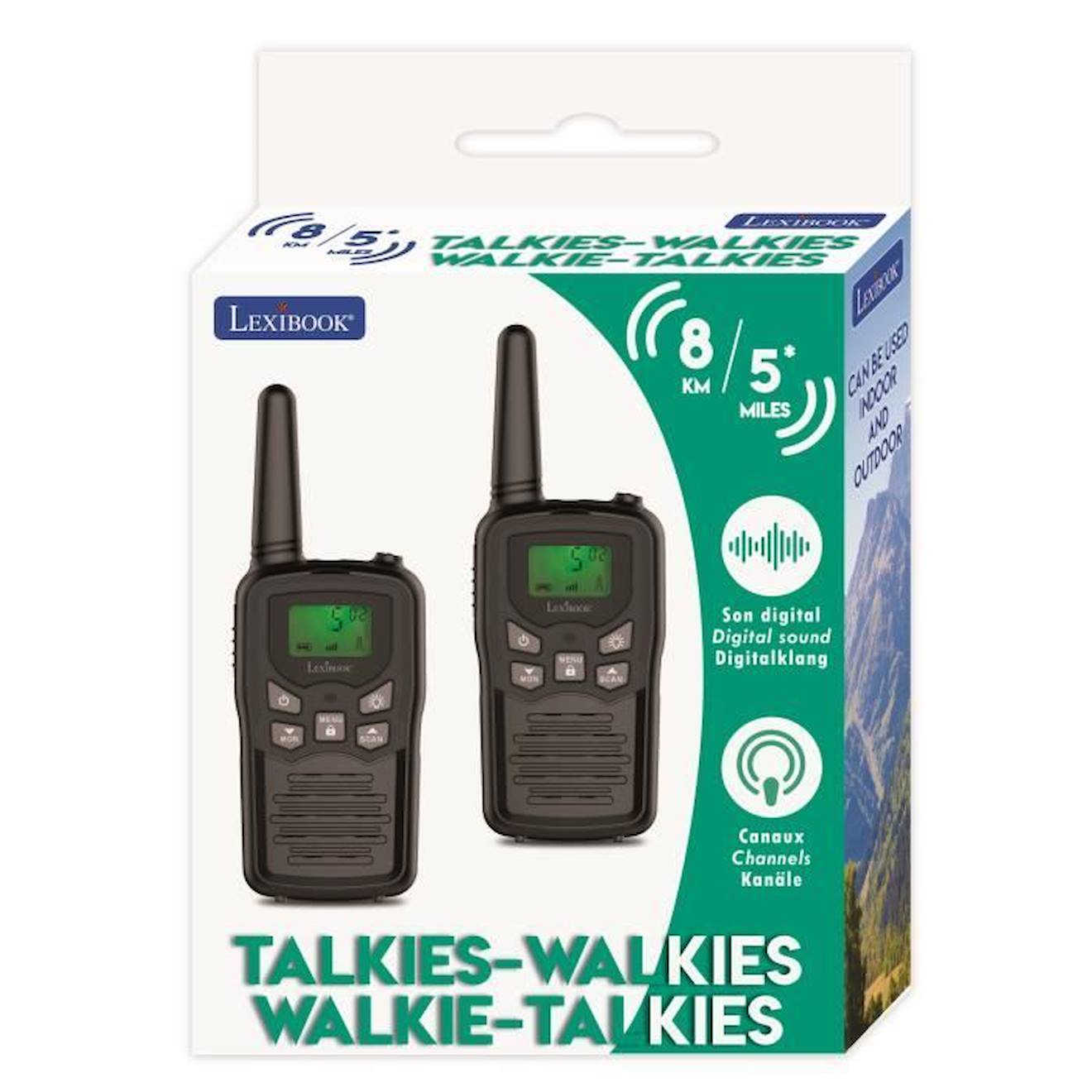 LEXIBOOK Talkie-Walkies noirs 8 kilomètres de portée bleu