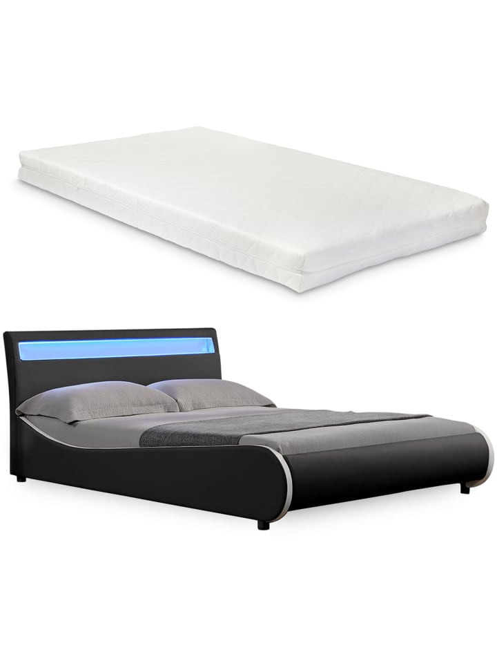 Corium LED Bett Valencia mit Matratze in Schwarz (B)140cm günstig kaufen onesize