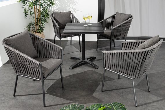 riess-ambiente Gartenstuhl ROPE grau (Einzelartikel, 1 St), Design · Outdoor · Indoor · Aluminium · Armlehnen · Balkon · Terrasse