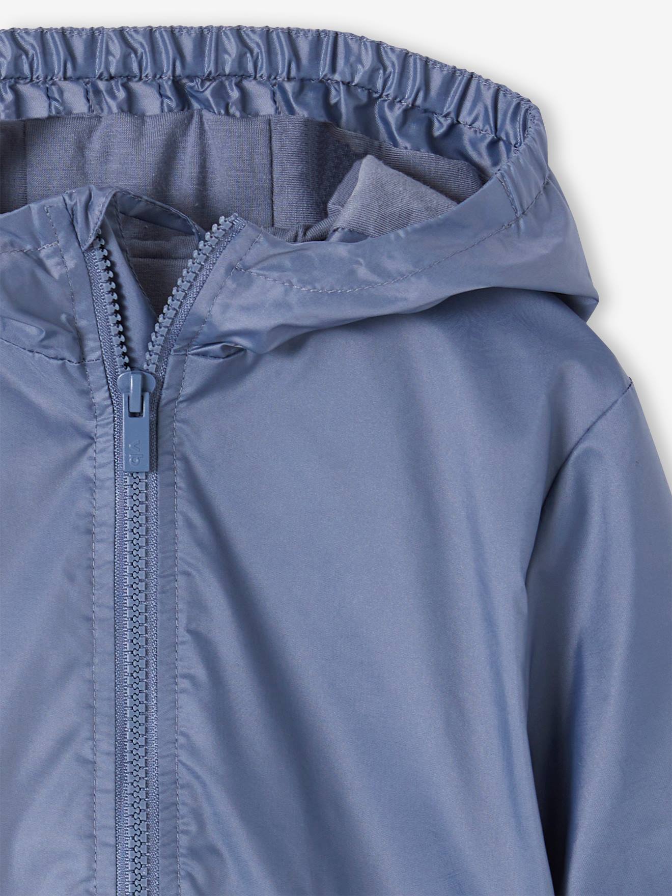 Vertbaudet Faltbare Jungen Regenjacke mit Gürteltasche - graublau