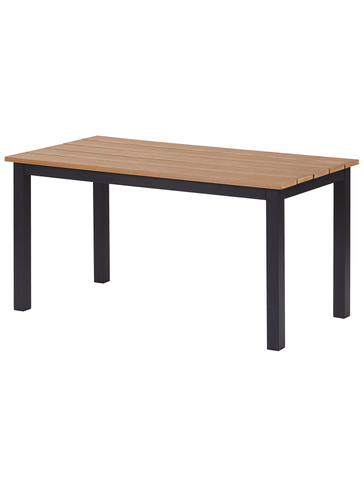 Beliani 4-tlg Lounge Set MESSINA in Schwarz/Heller Holzfarbton/Grau günstig kaufen onesize