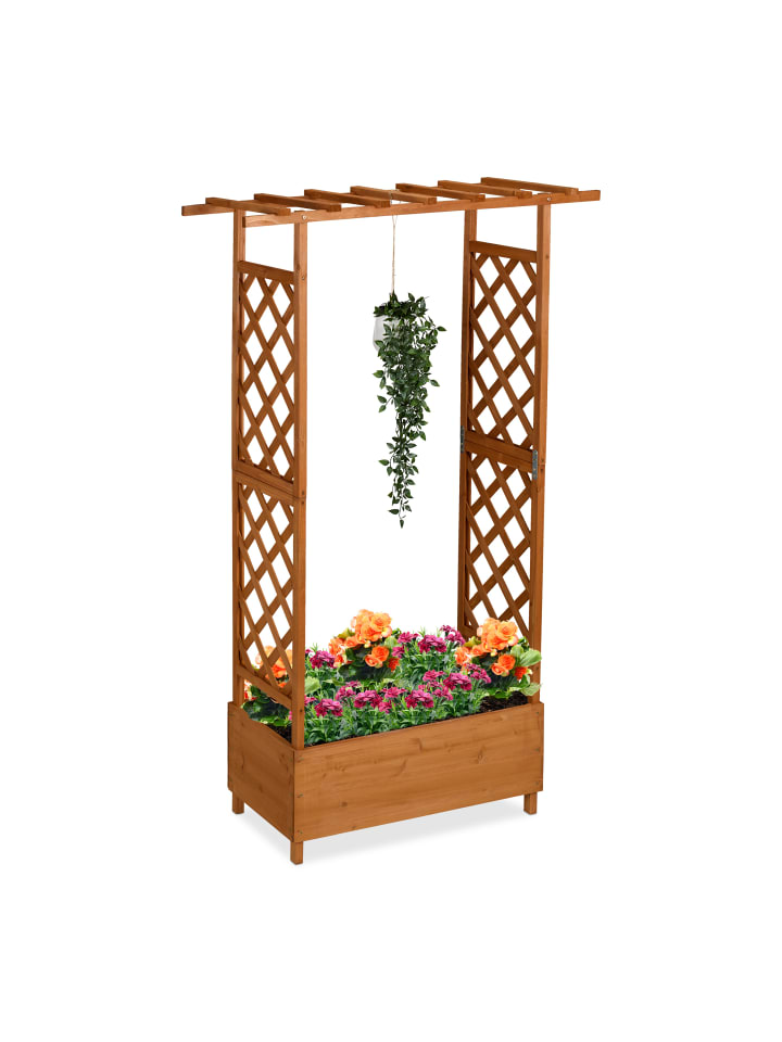 relaxdays Pflanzkasten-Rankgitter in Braun - (B)110 x (H)183 x (T)44 cm günstig kaufen onesize