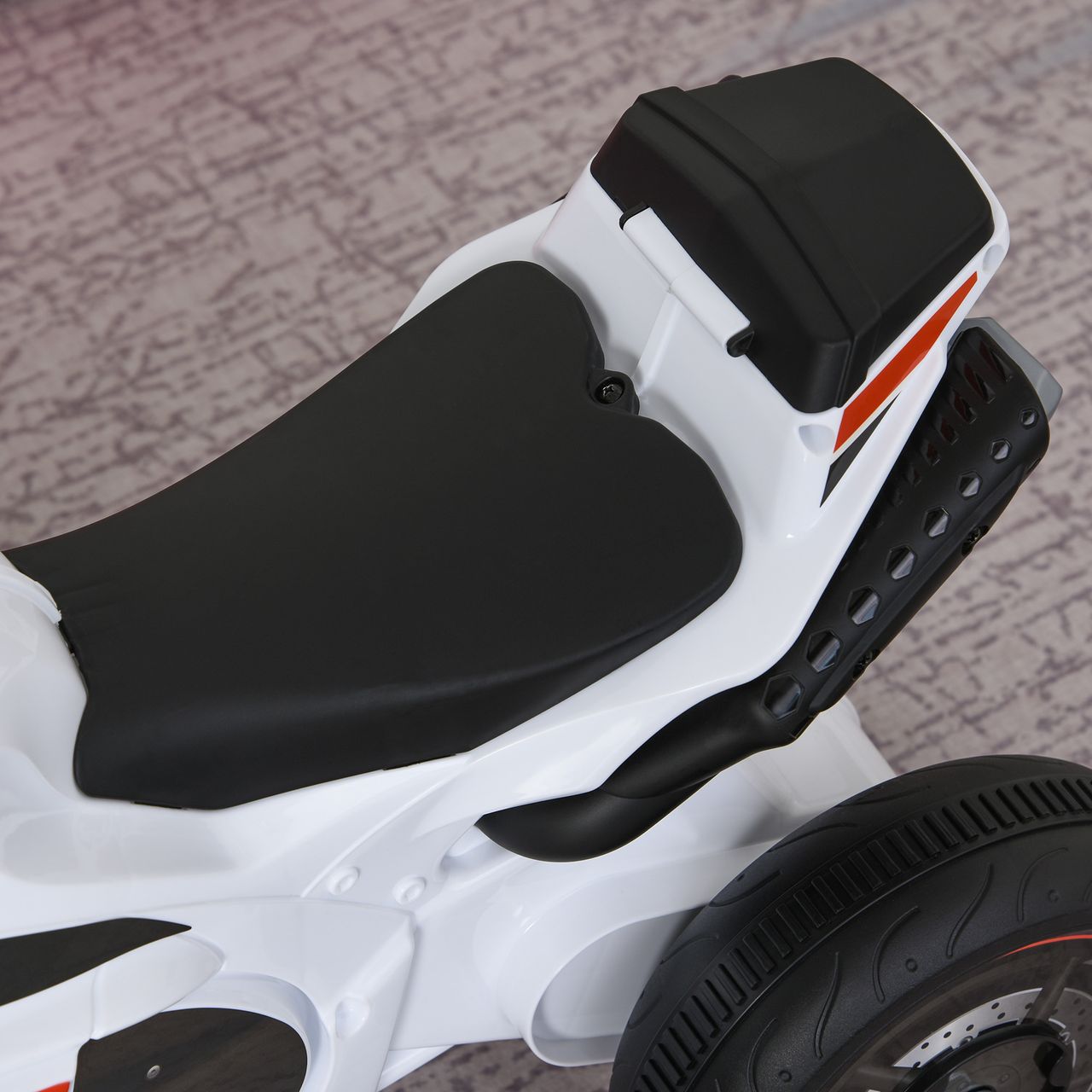 HOMCOM Rutscher Kinder-Motorad Rutscherfahrzeug Kinderfahrzeug für 18-36 Monate mit Musik Weiß 74 x 39 x 48 cm