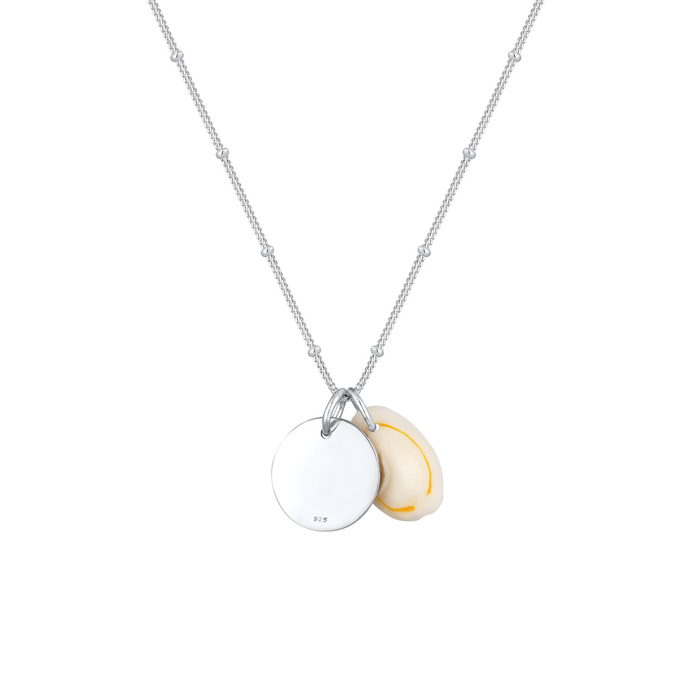Elli Elli Collier Femmes Boule Plaquette Coquillage Cauri Pendentif Tendance en Argent Bijoux