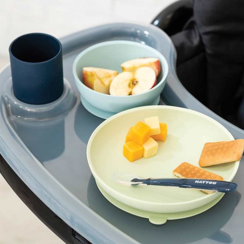 Coffret repas 4 pièces en silicone bleu et vert Nattou