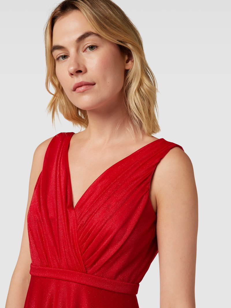 Abendkleid in Wickel-Optik in rot