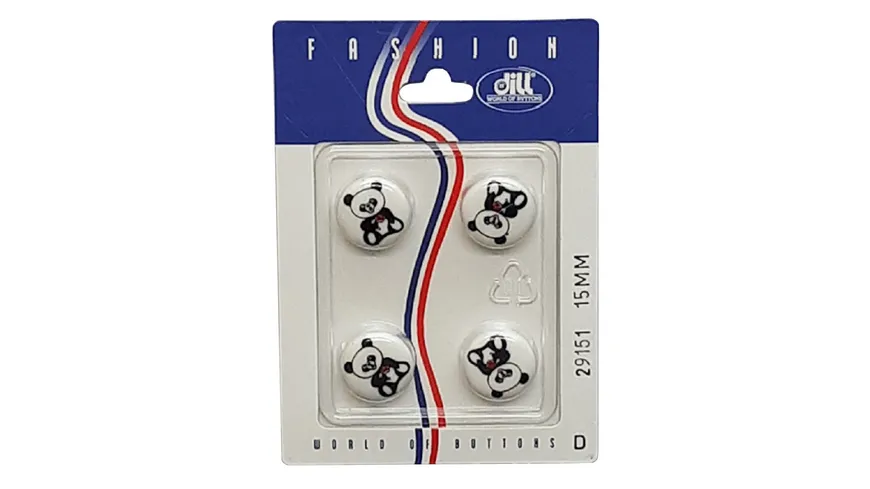 Dill Pandaknopf mit Öse Ø 15mm 4er Pack weiß