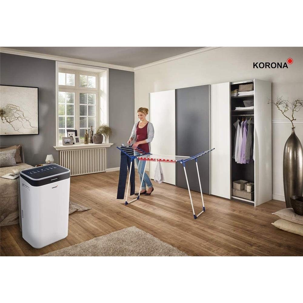 KORONA Luftbefeuchter 82100 Luftentfeuchter, 6.5 l Wassertank, Luftentfeuchter bis 30 m², Wäschetrocknungsfunktion, 6,5 L, Timer, LED-Lichtindikation, Staubfilter verbessert die Raumluft, 370 Watt, 47 dB leise, inkl. Drainageschlauch