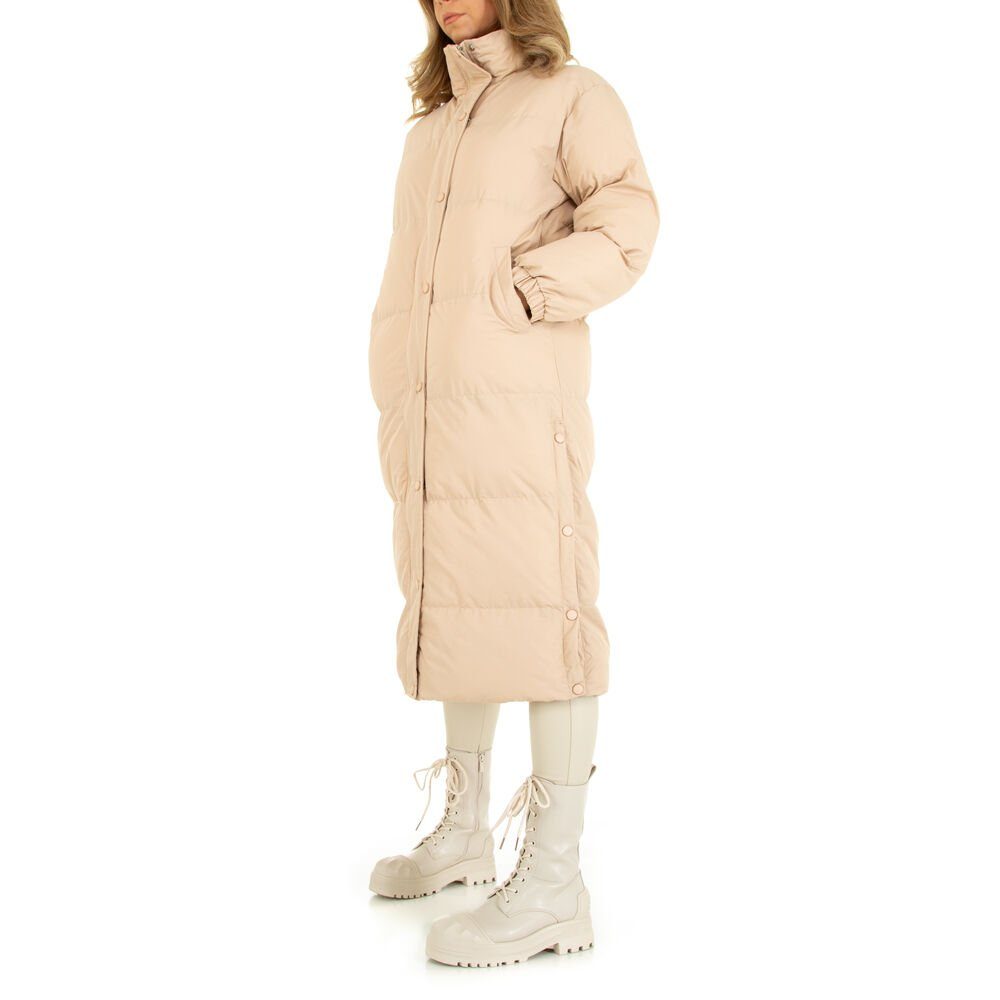 Ital-Design Wintermantel Damen Freizeit Gefüttert Mantel in Beige