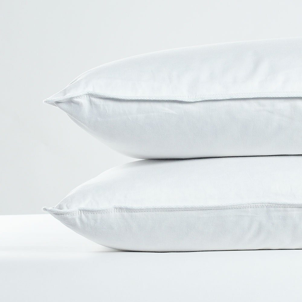 Daunenkissen RIBECO Federkissenset Lukas 20% Daune, RIBECO, Füllung: silberweiße Ente 80% Federn, 20 % Daunen, Bezug: 100% Baumwolle, 2er, in 40x80 cm und 80x80 cm erhältlich, Federkissenset, 2er-Set Daune Federn Daunenkissen