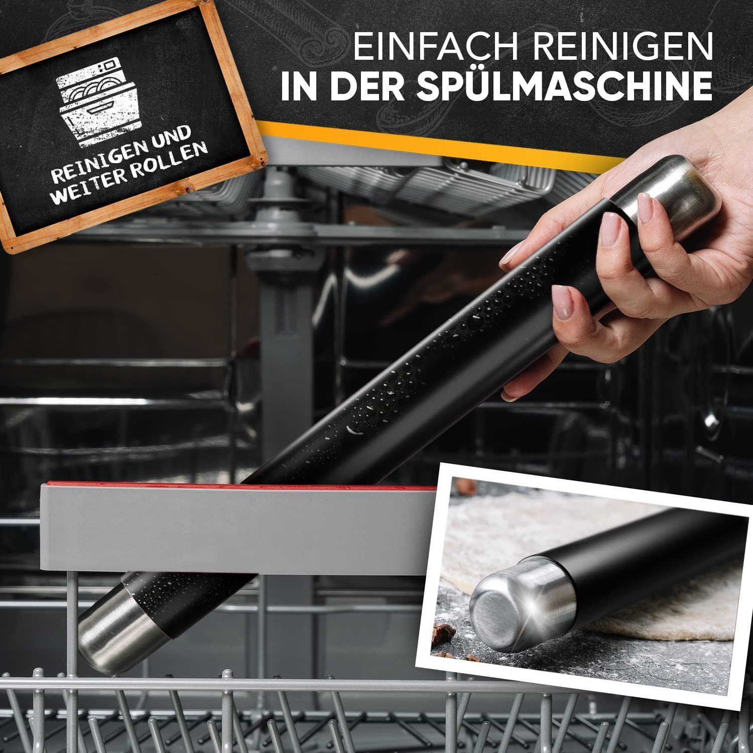 Loco Bird Teigroller aus BPA freiem Silikon Silikon, (Teigrolle mit Antihaftbeschichtung, Nudelholz Silikon ohne Griffe), Backzubehör für Fondant Roller, Pizza, Kuchen, Nudelteig und Mürbeteig