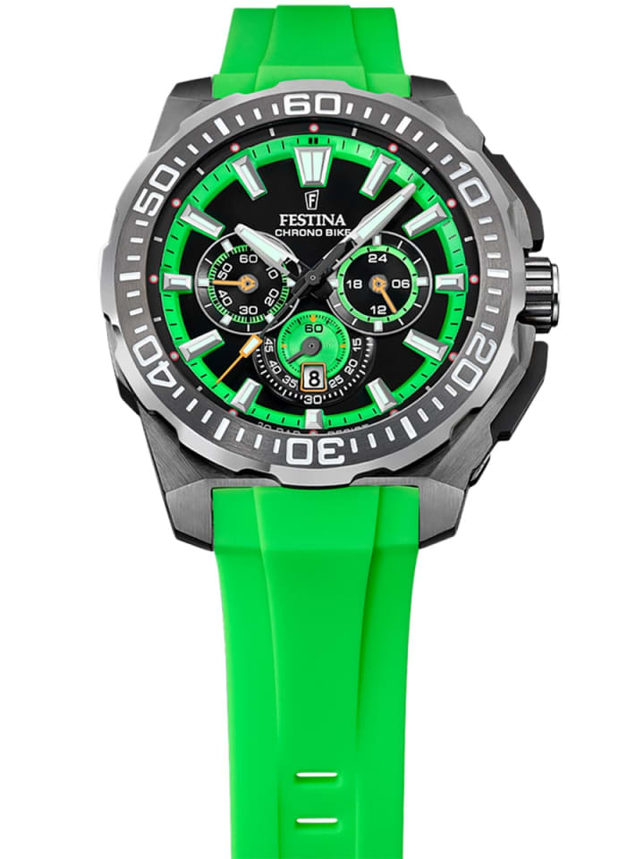 Festina Herrenuhr Chronograph Schwarz/Grün günstig kaufen onesize