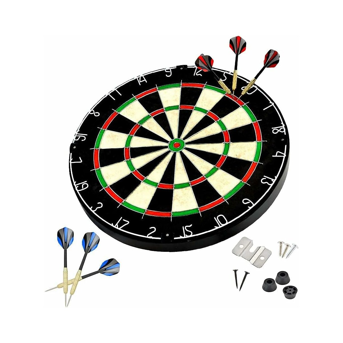 COFI 1453 Sisal/Borsten-Dartscheibe mit Stapelfreiem Bullseye, 18 g Stahlspitzen-Dartset