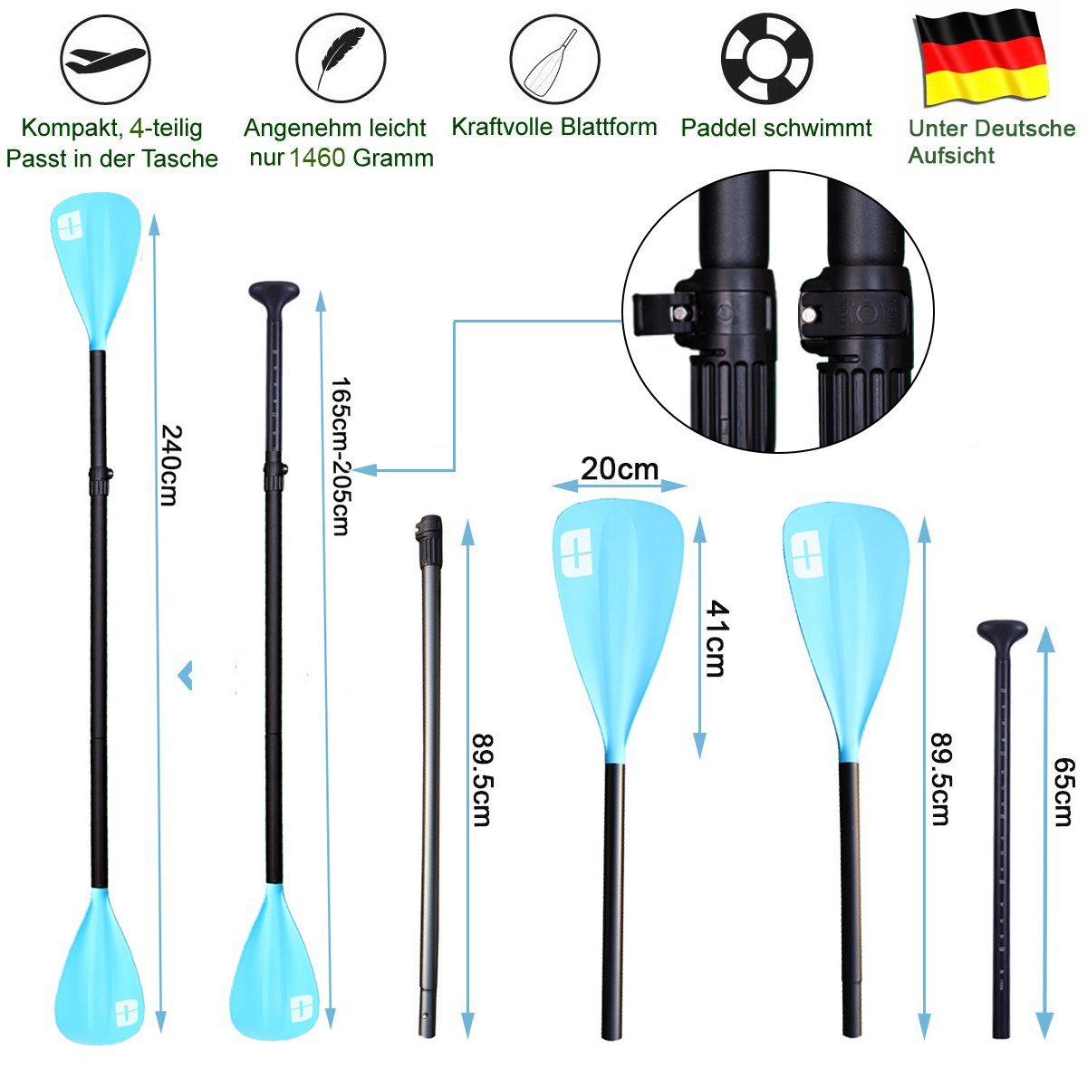 DURAERO Inflatable SUP-Board Stand up Paddle Board Aufblasbare SUP Board Set, 330x76x15cm