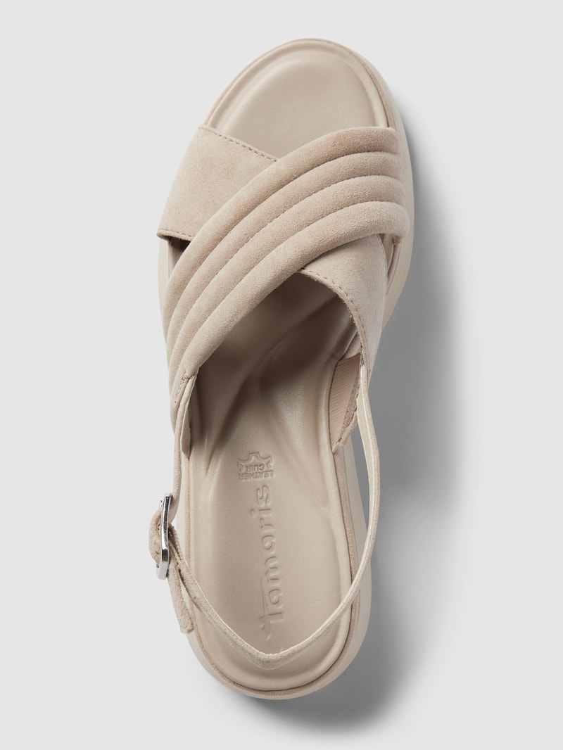 Sandalen mit Dornschließe in taupe