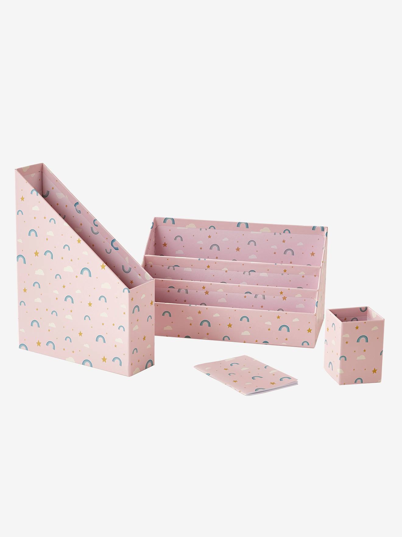 Set rangement bureau Arc-en-ciel rose
