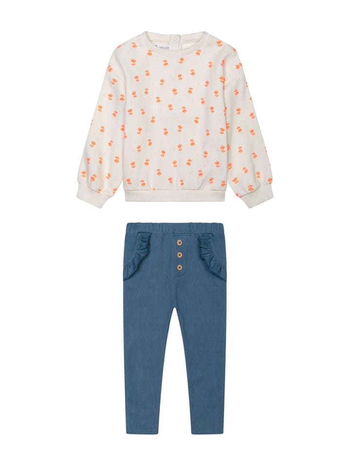 Minoti 2tlg. Outfit: Sweatshirt Fleurs 7 in weiß günstig kaufen