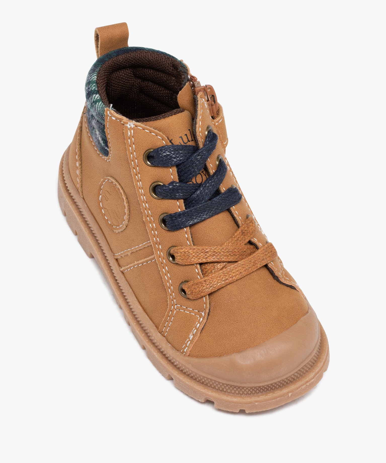 Boots doublé à lacets et zip bébé Garçon - LuluCastagnette camel | GEMO
