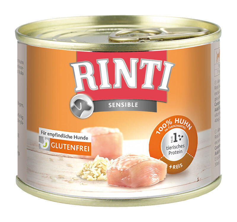 RINTI Hundenassfutter RINTI Sensible 12x185g Huhn & Reis