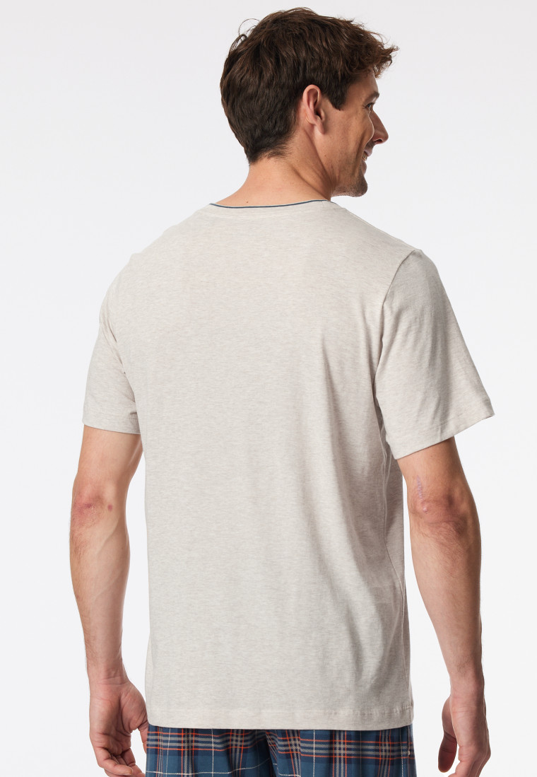 Shirt kurzarm Organic Cotton Streifen beige-meliert - Mix+Relax