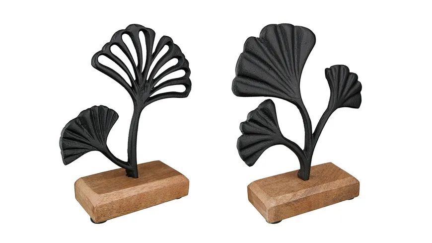GILDE Standrelief Ginkgo H=26cm Schwarz