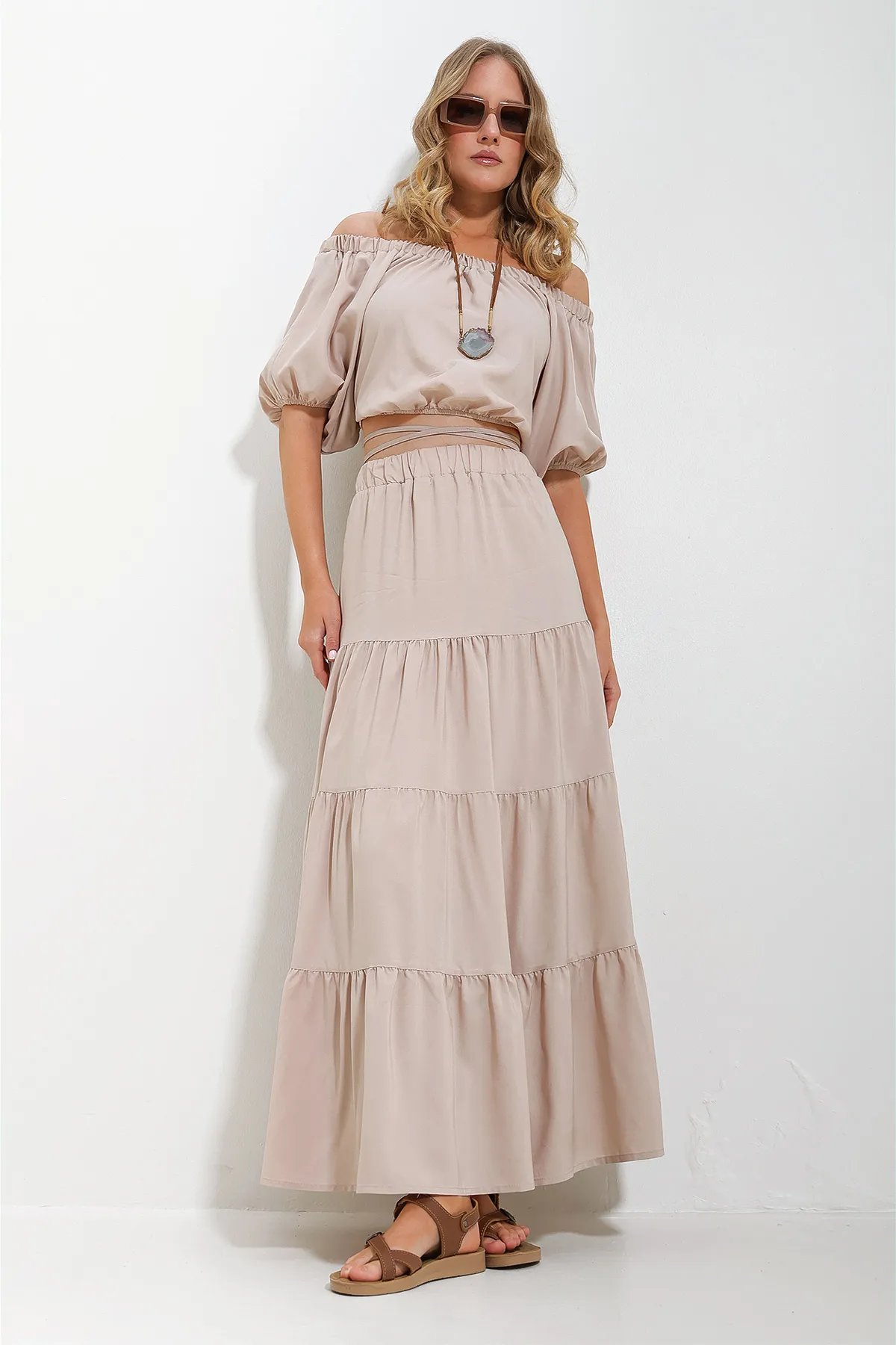 Trend Alaçatı Stili  Zweiteiler - Beige - Regular Fit