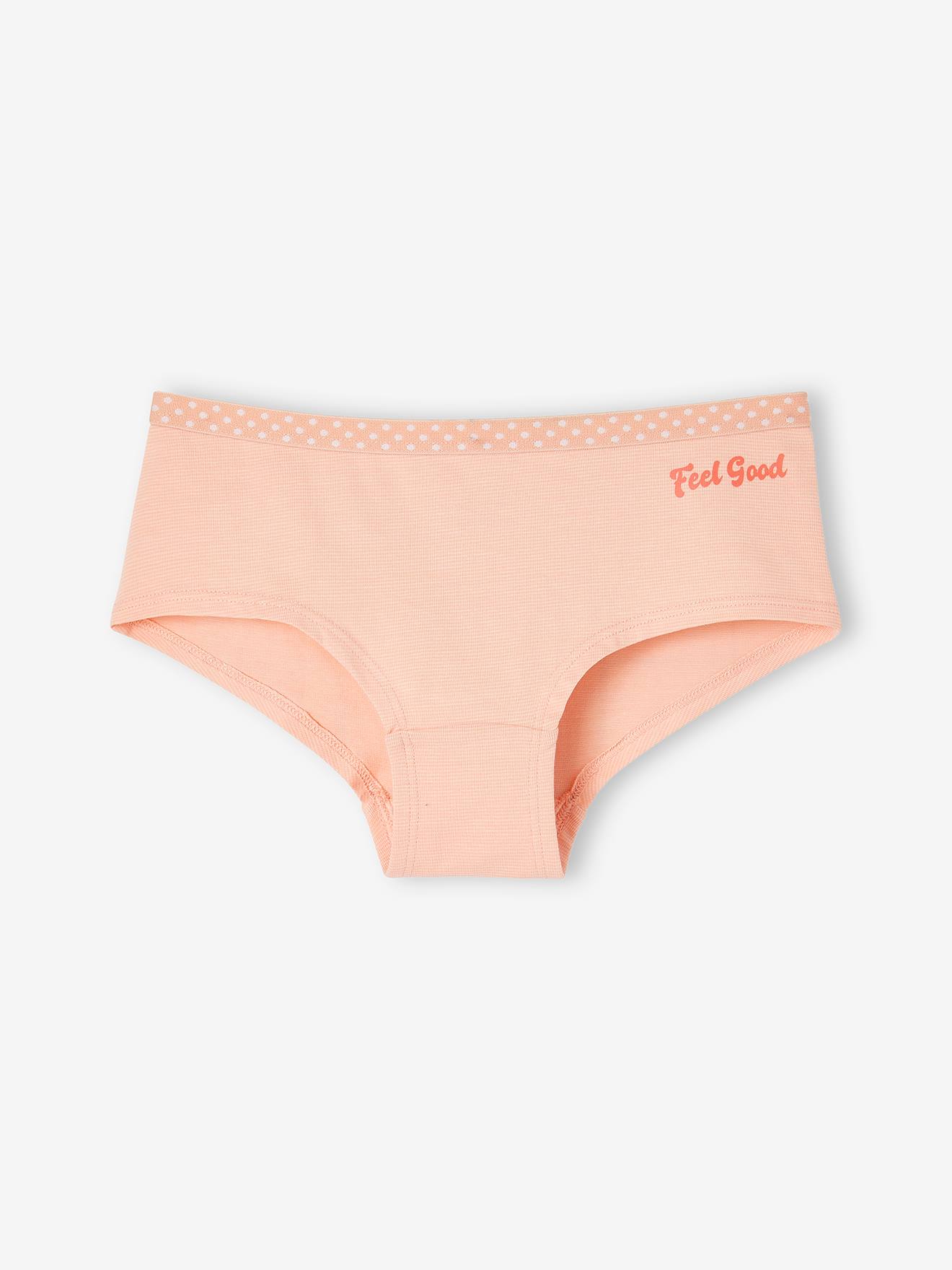 Vertbaudet 5er-Pack Mädchen Shortys, Pop-Blumen Oeko-Tex - aprikose