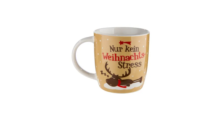 GILDE Porzellan Tasse Hirsch Hannes Schlaf H=9cm braun